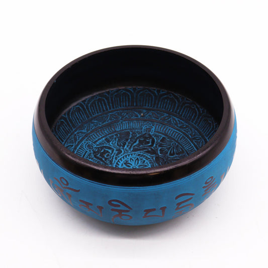Earth Powder Singing Bowl - Blue Mantra Five Buddha
