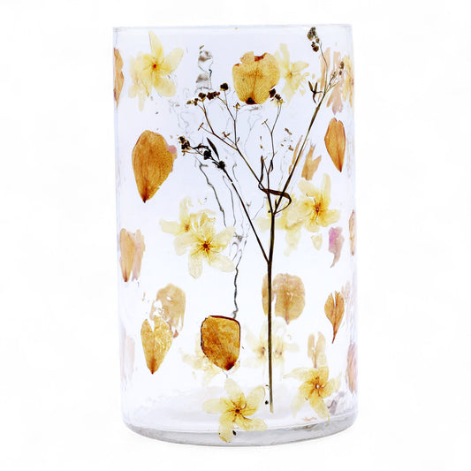 Natural Floral Glass - Tall Vase Candle Holder - Rose