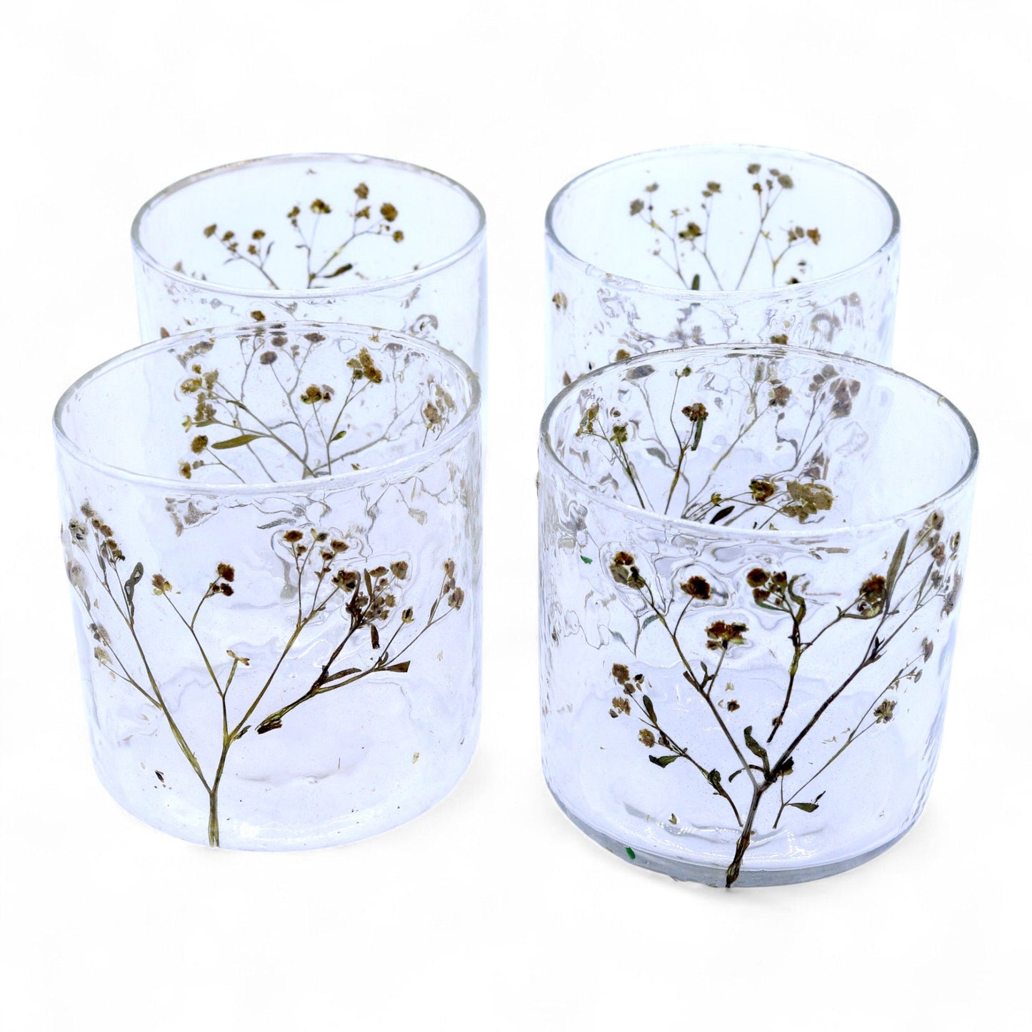 Natural Floral Glass - Straight Candle Holder - Margarita