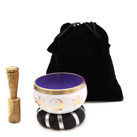 Yin & Yang Singing Bowl Set- White & Purple