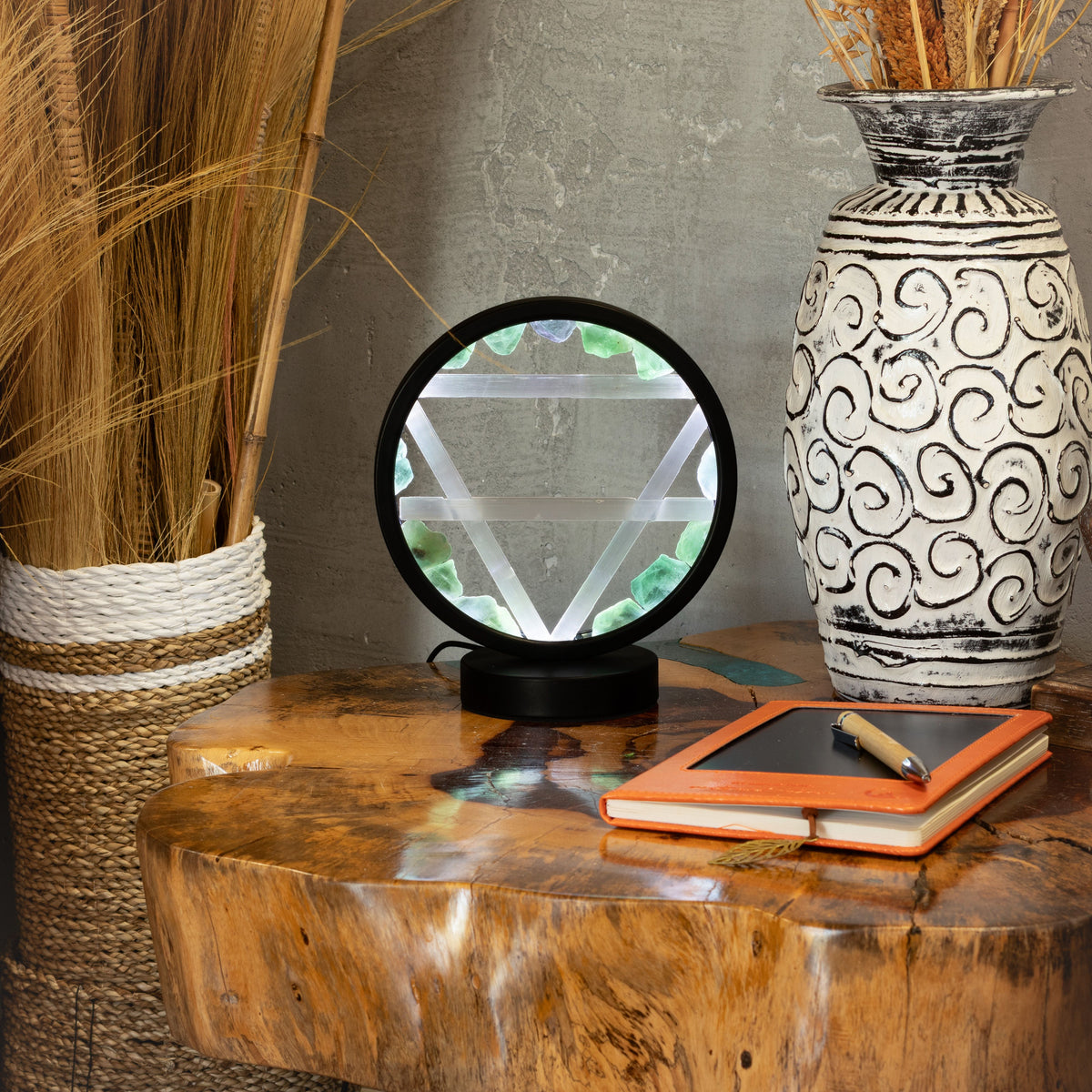 Gemstone Halo Lamp - Earth - Aventurine & Selenite