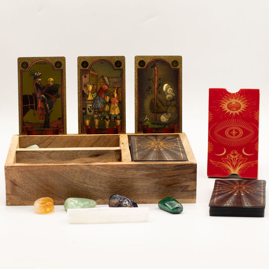 Three Section Tarot Box with Card Holder