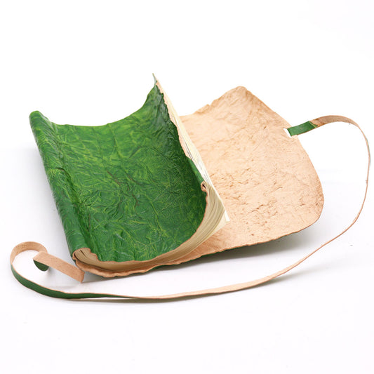 Rolled Leather Travel Notebook Green