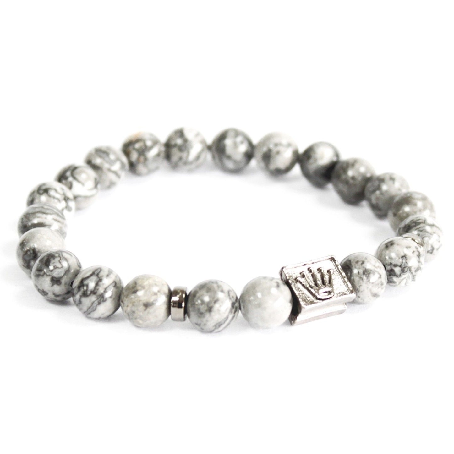 Crown Ingot Grey Agate Bracelet