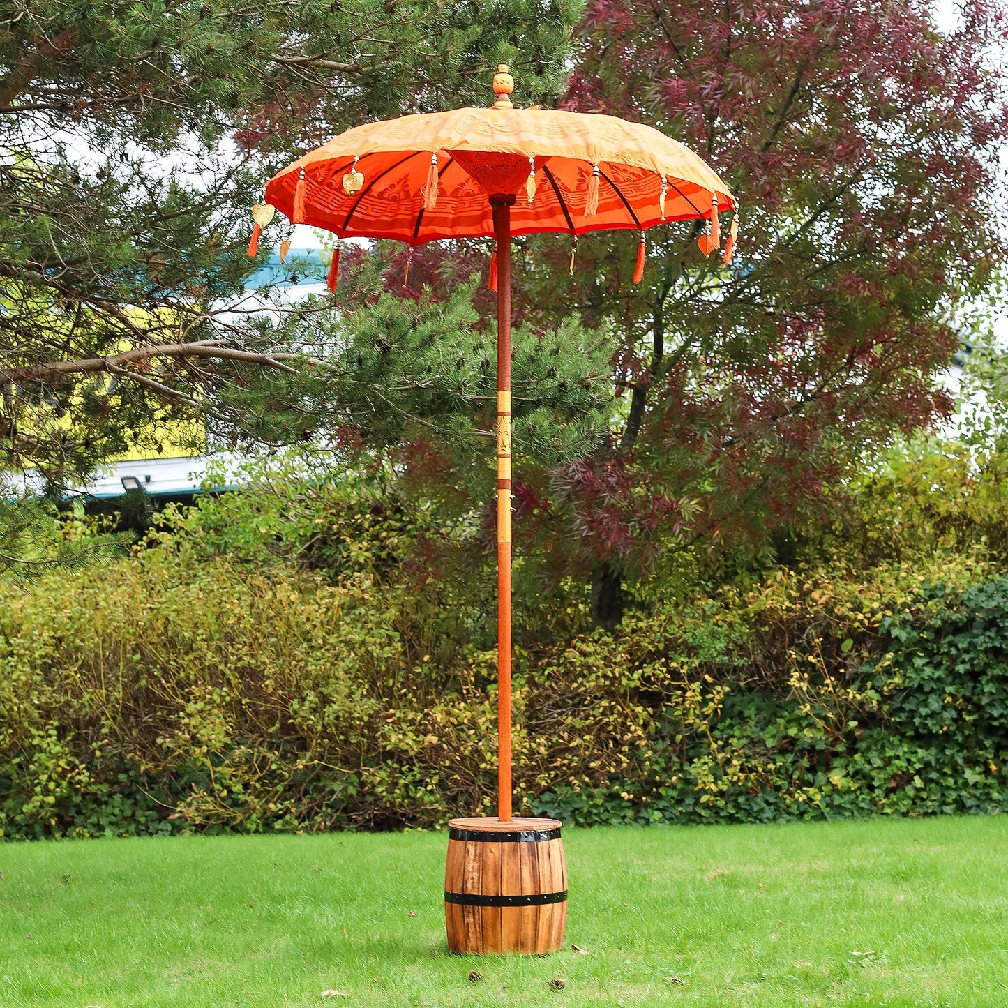 Bali Patio Parasol Garden Umbrella - Orange 1.5m