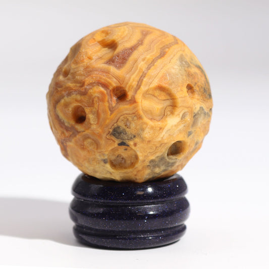 Crazy Lace Jasper Planet on a Sola Goldstone Stand MERCURY