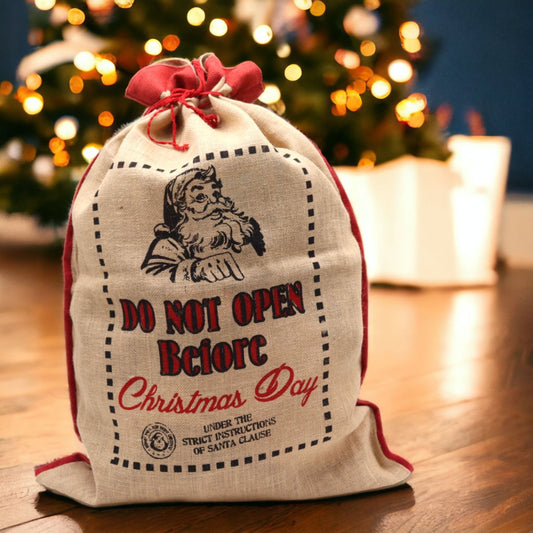 Do Not Open Before Jute Santa Sack