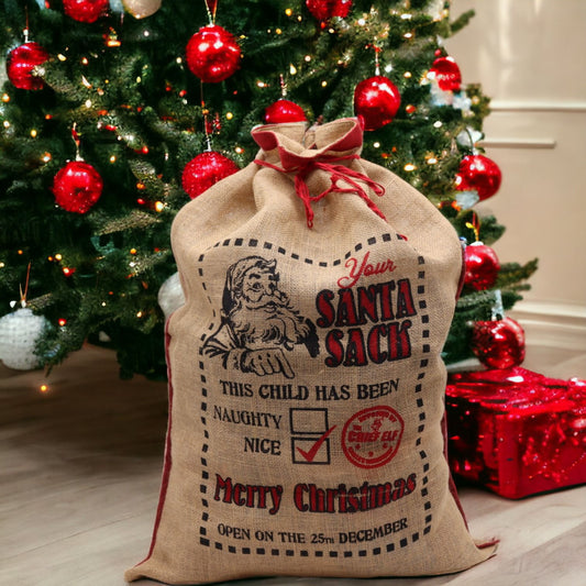 This Child Has Been Nice Jute Santa Sack