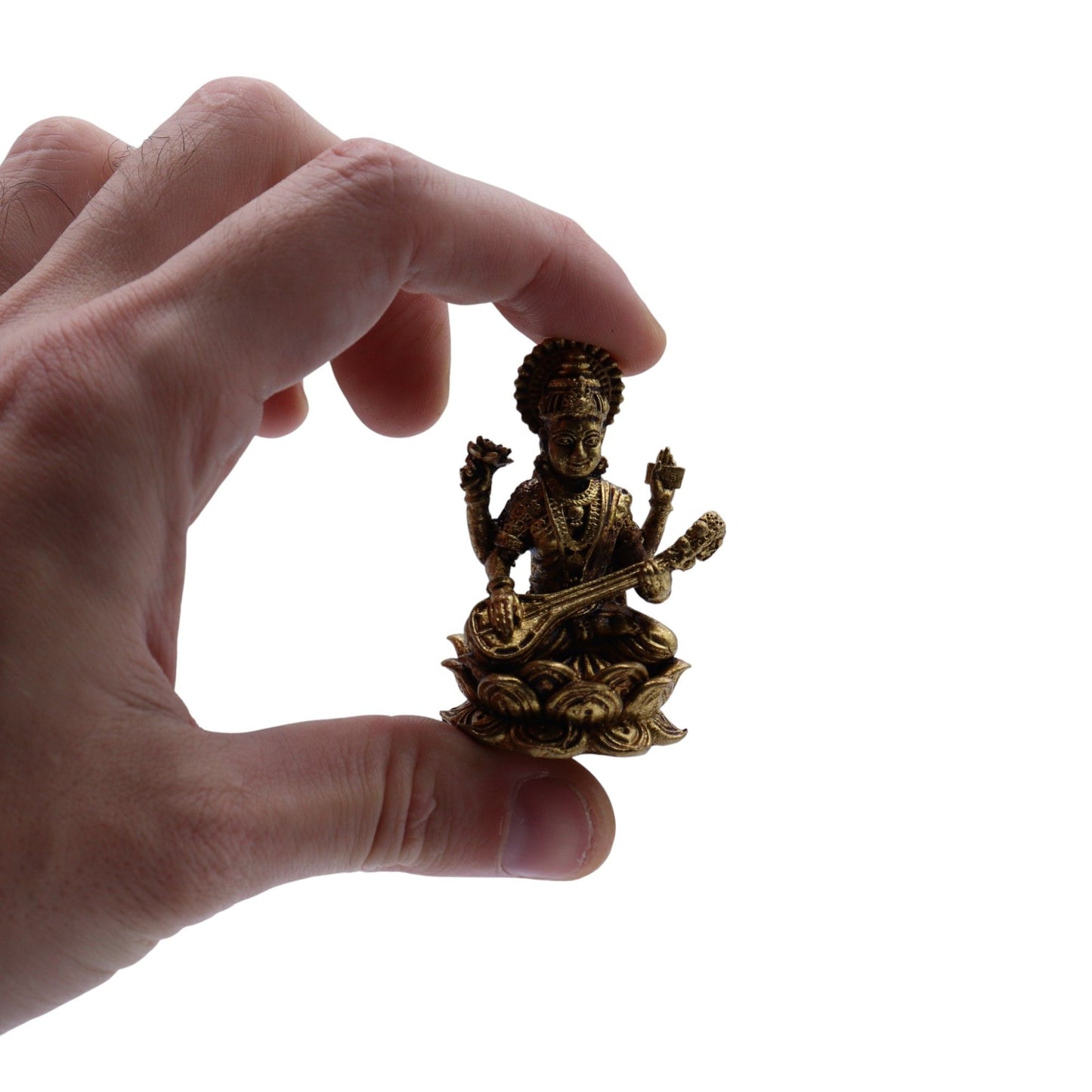 Brass Miniature Gods - Sarswati