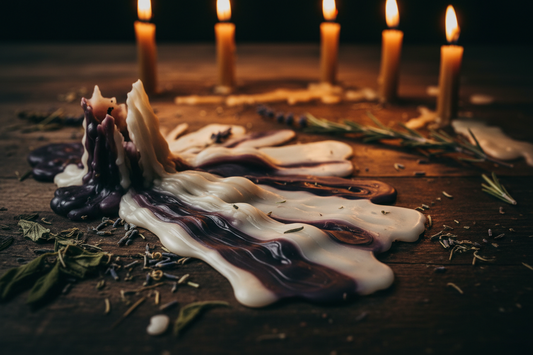 Candle wax reading ceremony and wax pools 