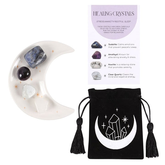 Stress Crystal Set with Moon Trinket Dish