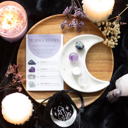 Stress Crystal Set with Moon Trinket Dish