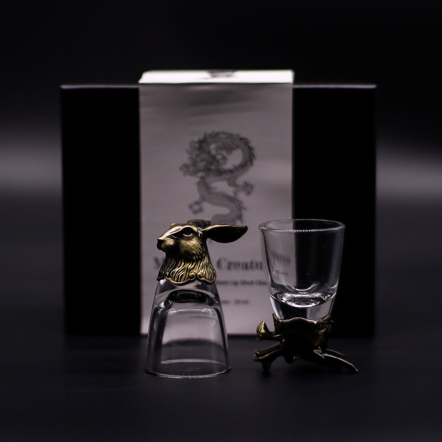 Gift Set of 6 Shot Glasses (50ml) - Wild Forest Creatures - Antique Bronze
