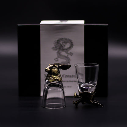 Gift Set of 6 Shot Glasses (50ml) - Wild Forest Creatures - Antique Bronze