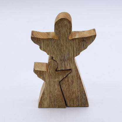 Mango Wood Angel in Angel - White Enamel