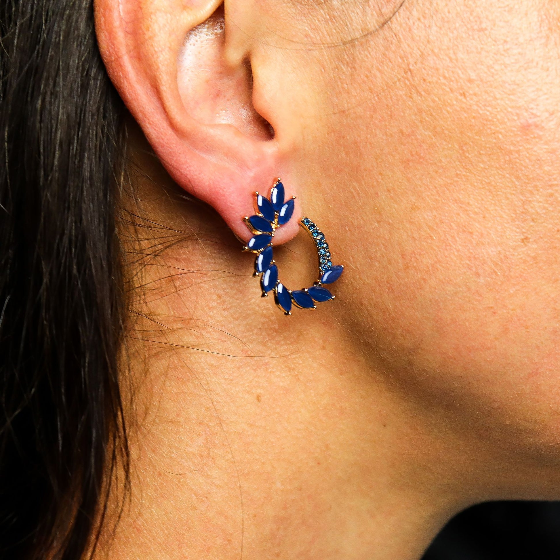 Royal Blue - Vintage Glass - Loop - Earrings