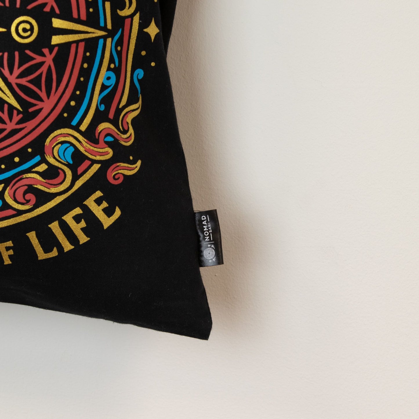 Compass of Life Black Cotton Tote Bag
