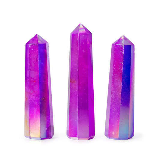 Gemstone Obelisk Point - Aurura Crystal Quartz - Purple