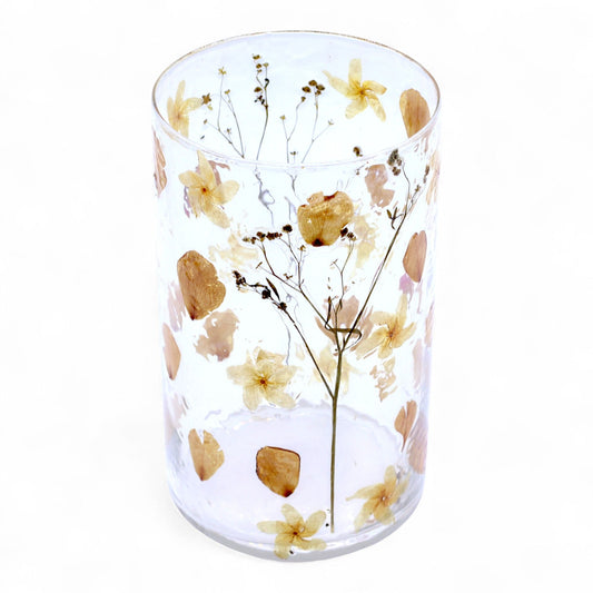 Natural Floral Glass - Tall Vase Candle Holder - Rose