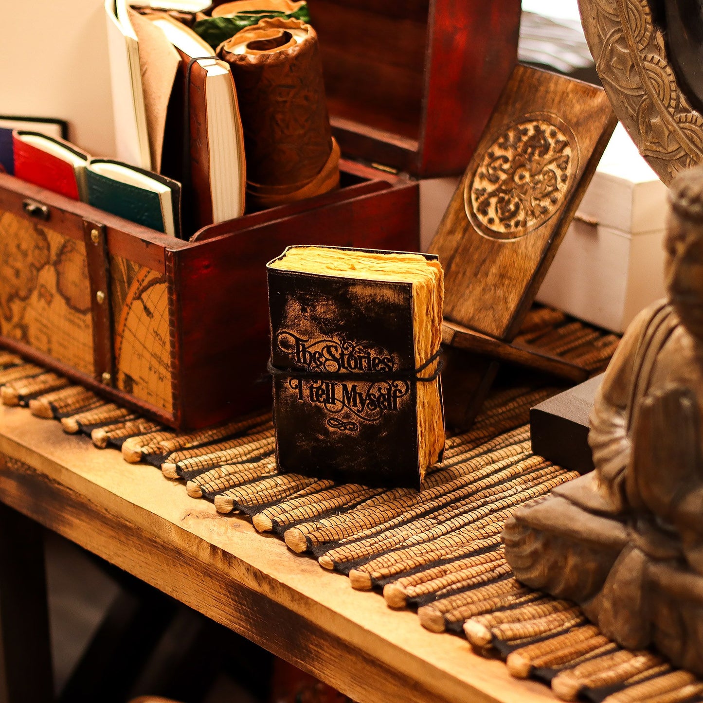 Fat Deckled Edge Leather Notebooks - The Stories I Tell Myself