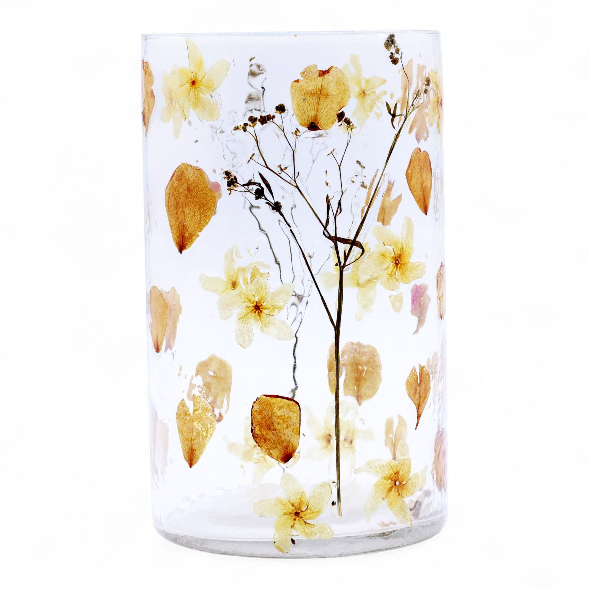 Natural Floral Glass - Tall Vase Candle Holder - Rose