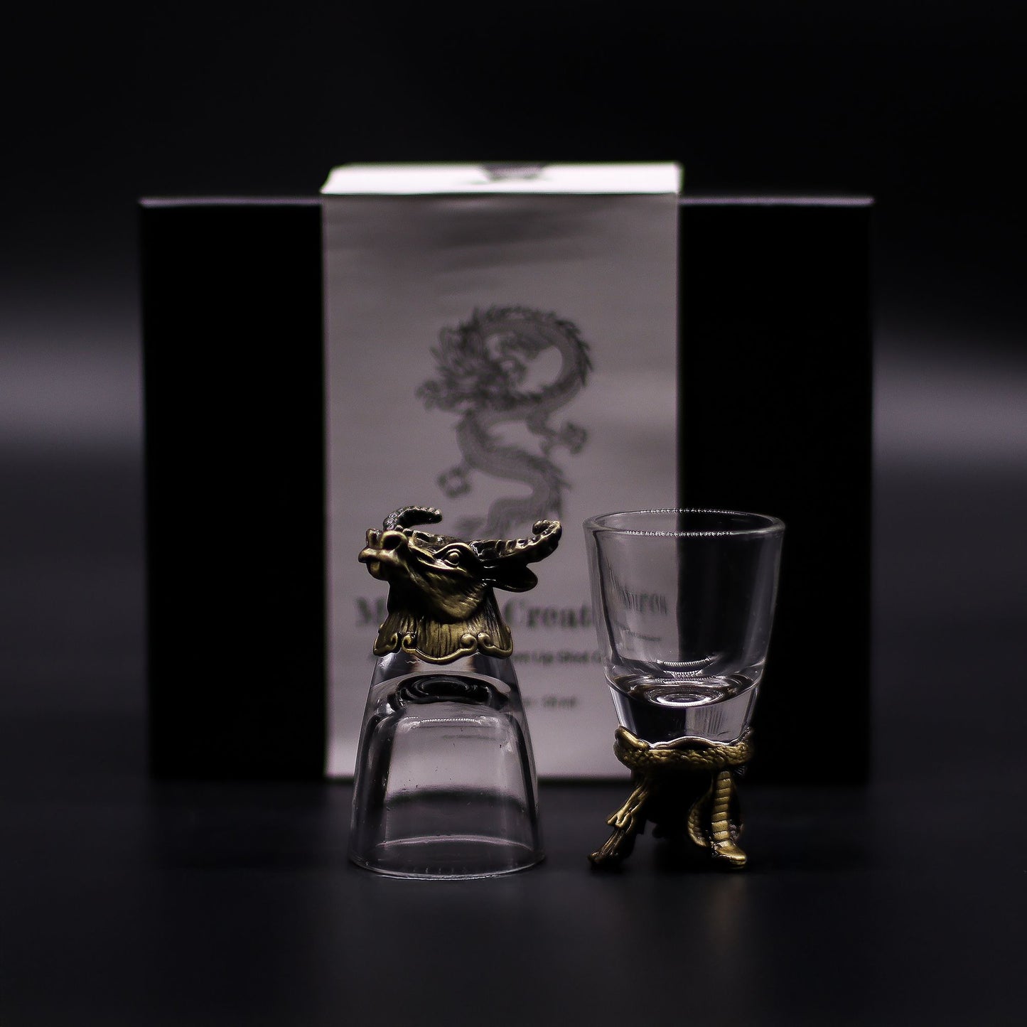 Gift Set of 6 Shot Glasses (50ml) - Wild Forest Creatures - Antique Bronze