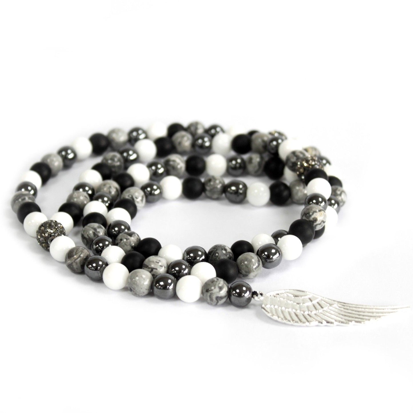 Angel Wing Grey Agate Necklace