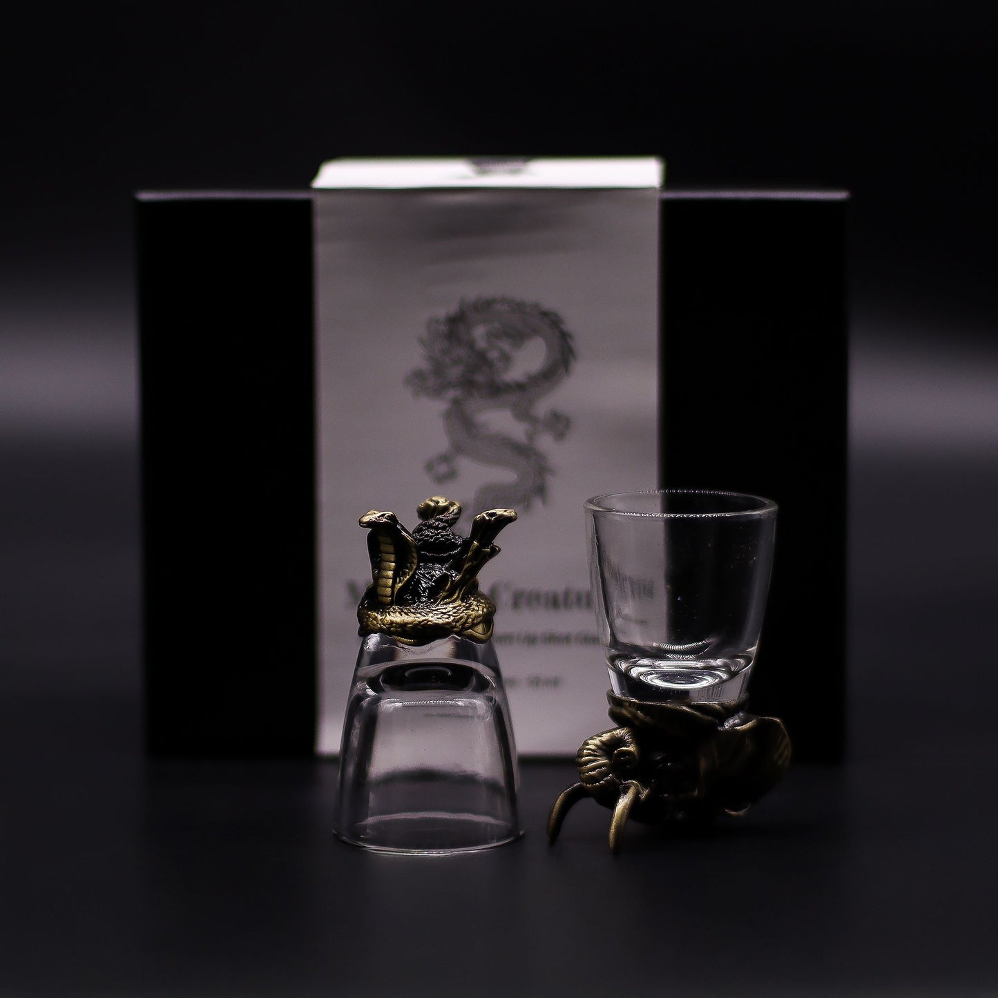 Gift Set of 6 Shot Glasses (50ml) - Wild Forest Creatures - Antique Bronze