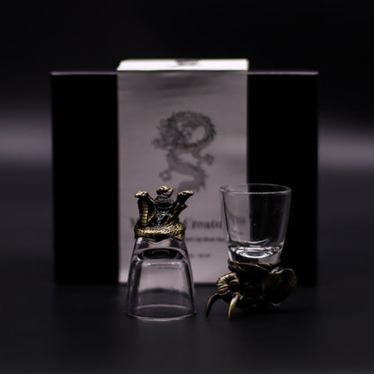 Gift Set of 6 Shot Glasses (50ml) - Wild Forest Creatures - Antique Bronze