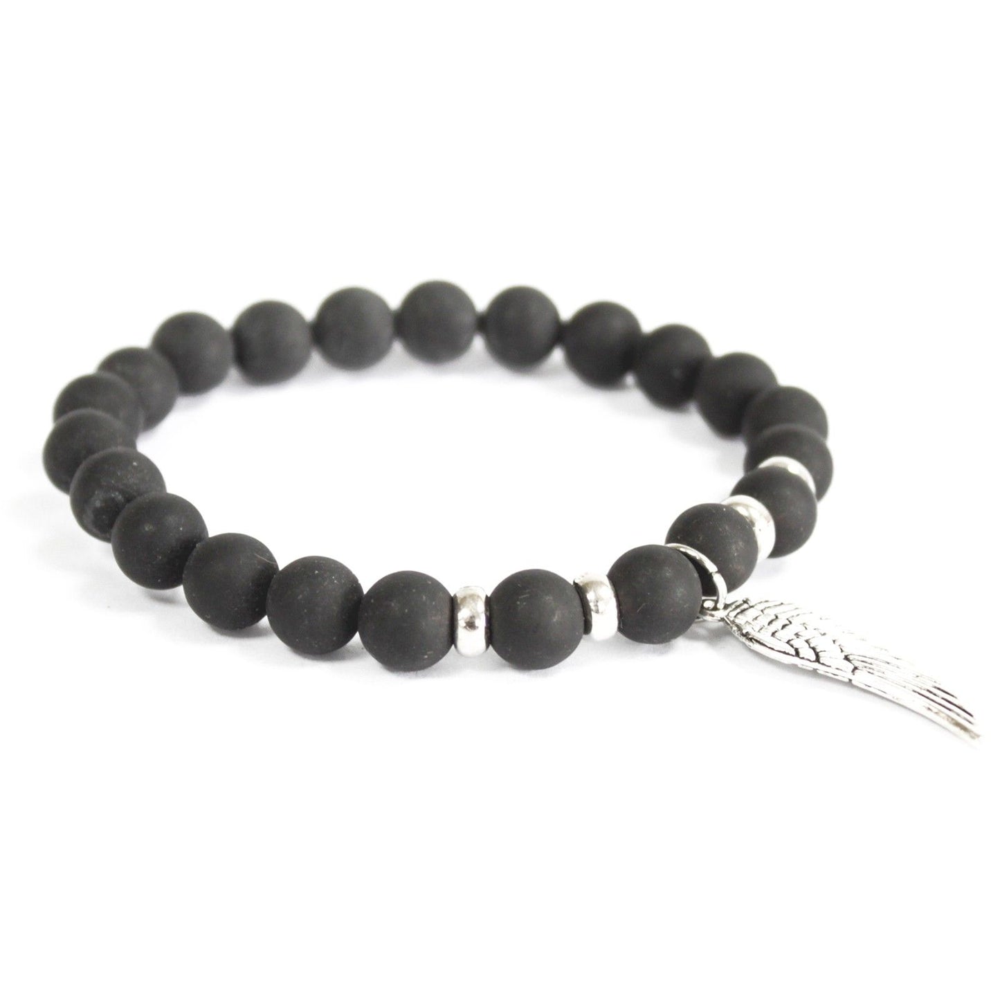 Angel Wing Black Agate Bracelet