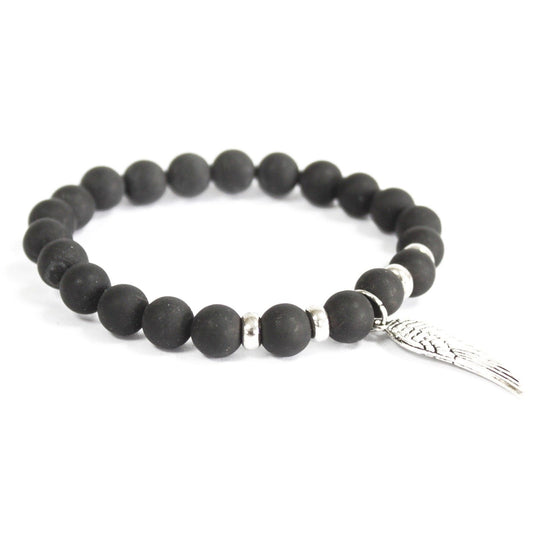 Angel Wing Black Agate Bracelet