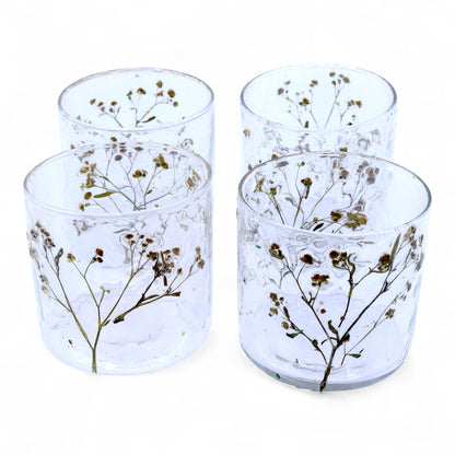 Natural Floral Glass - Straight Candle Holder - Margarita