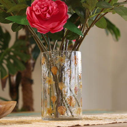 Natural Floral Glass - Tall Vase Candle Holder - Rose
