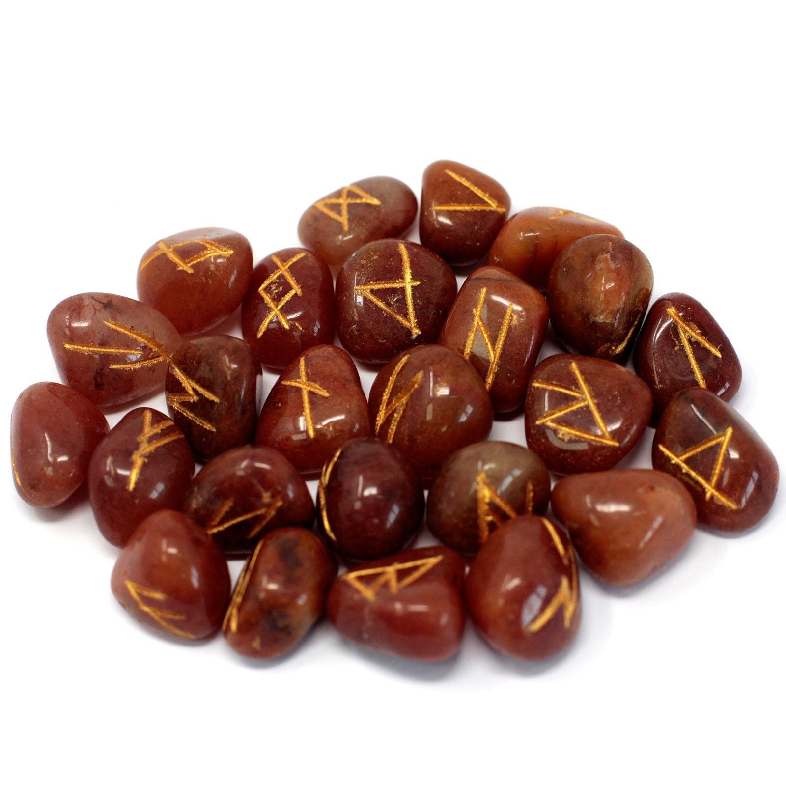 Red Aventurine Rune Stones Set with Pouch | 25 Runes UK – Divine Warrior