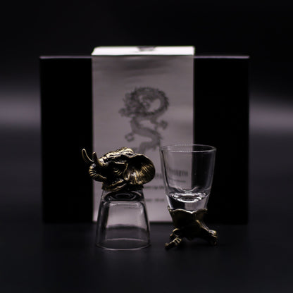 Gift Set of 6 Shot Glasses (50ml) - Wild Forest Creatures - Antique Bronze
