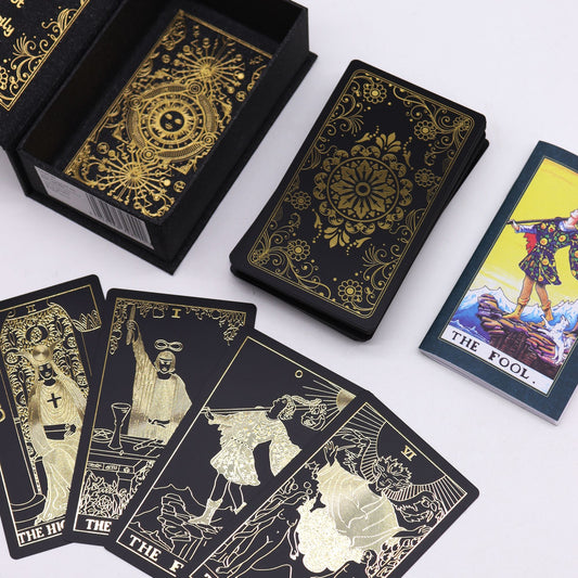 Mystic Gold Foil Tarot Cards with Guide Book in Gift Box