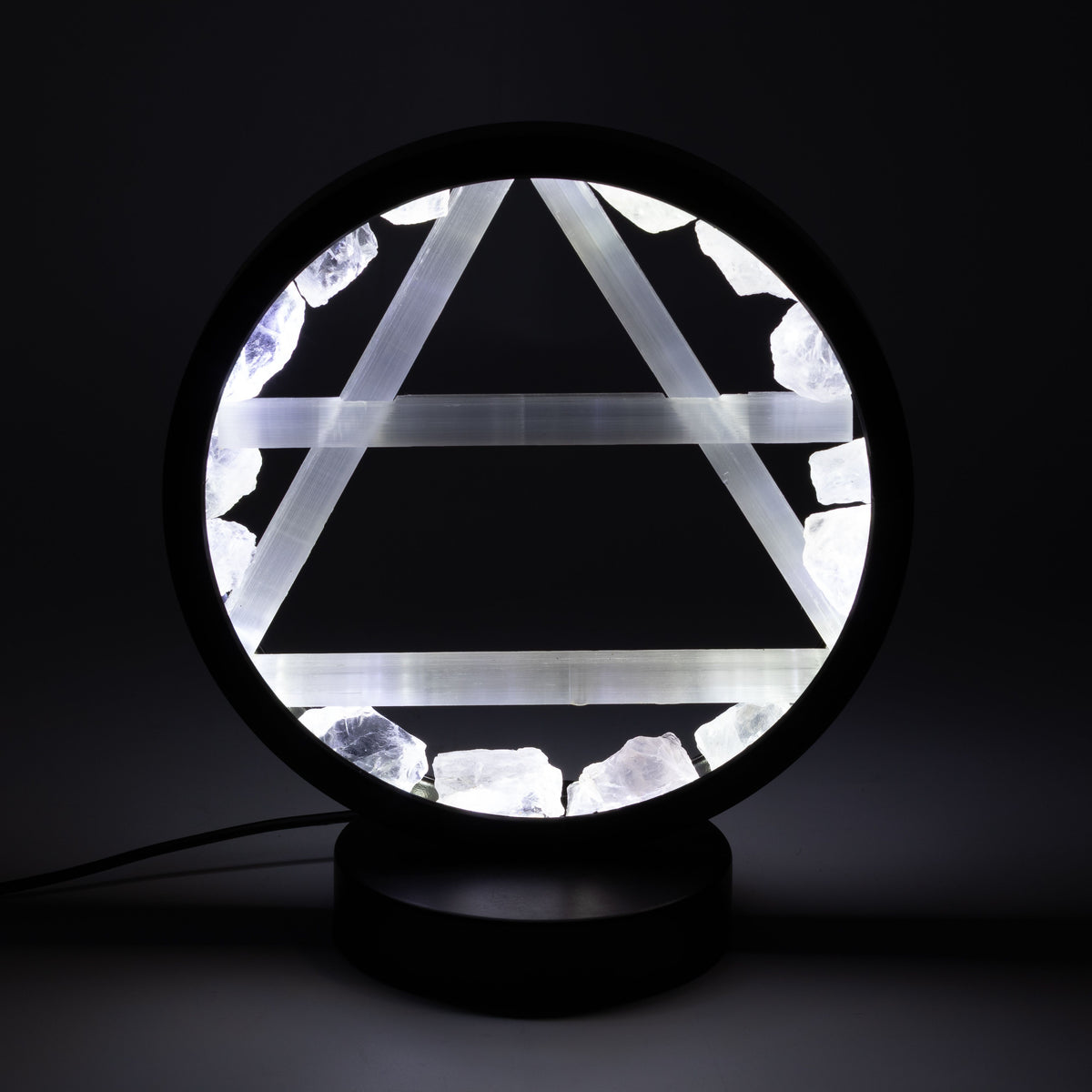 Gemstone Halo Lamp - Air - Clear Quartz & Selenite