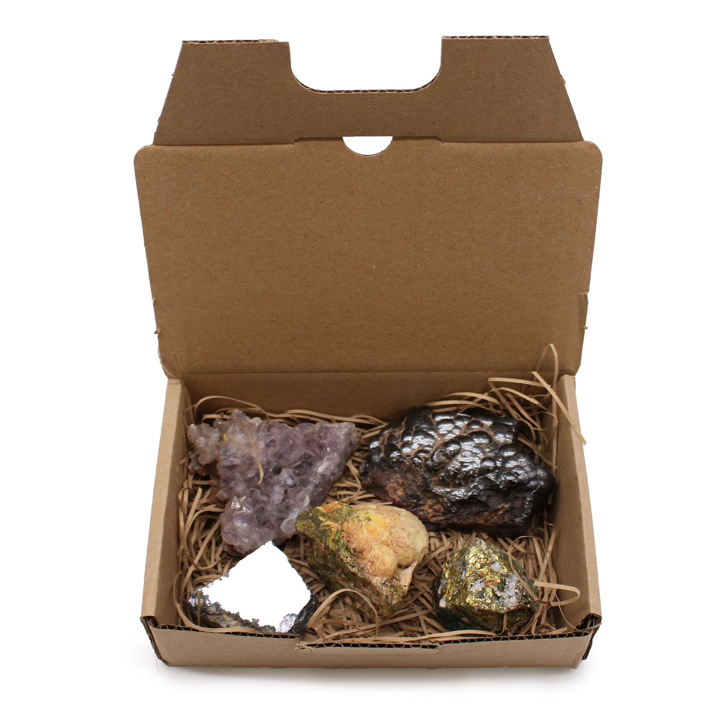 Mineral Specimen Collector's Set | Amethyst, Epidote, Hematite, Galena & Chalcopyrite