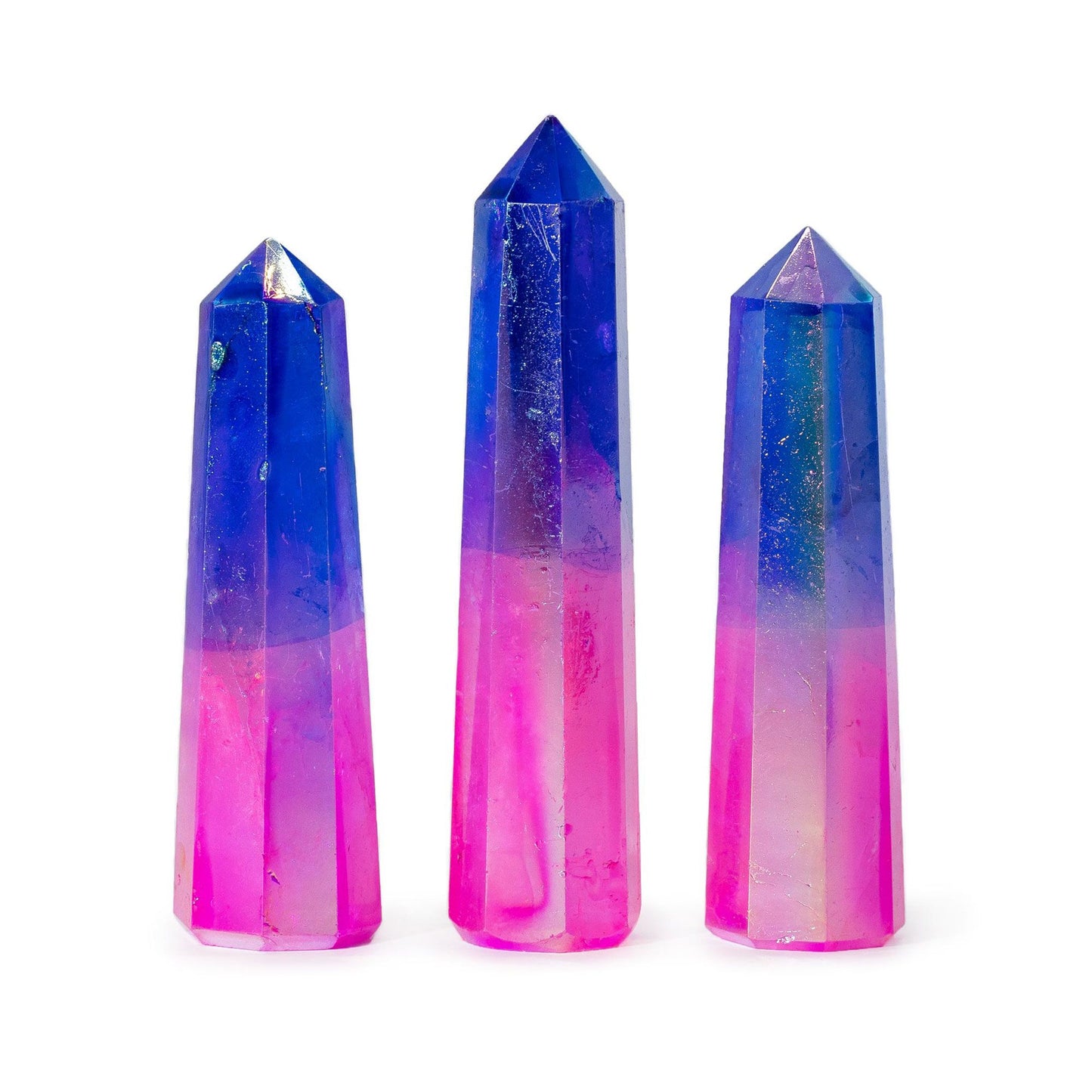 Gemstone Obelisk Point - Aurura Crystal Quartz - Pink & Blue