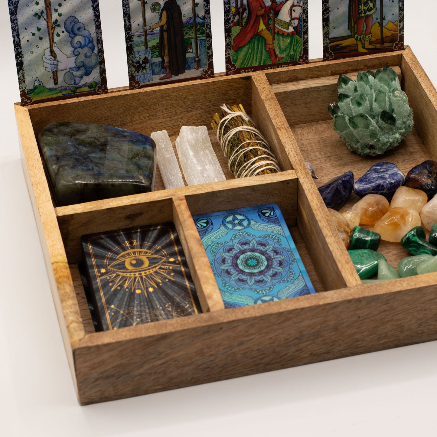 Four Section Tarot Box with Card Holder