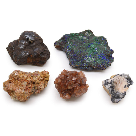 Mineral Specimen Collector's Set | Five Piece Crystal & Mineral Collection