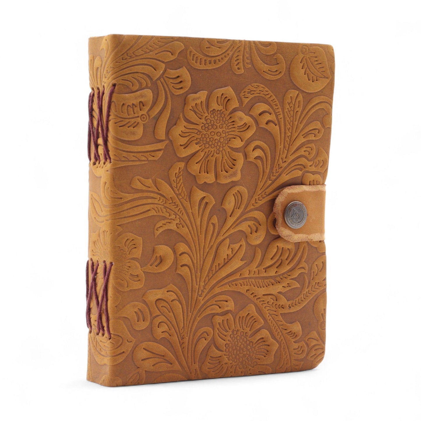Leather Embossed Notebook – Tan Floral Pattern