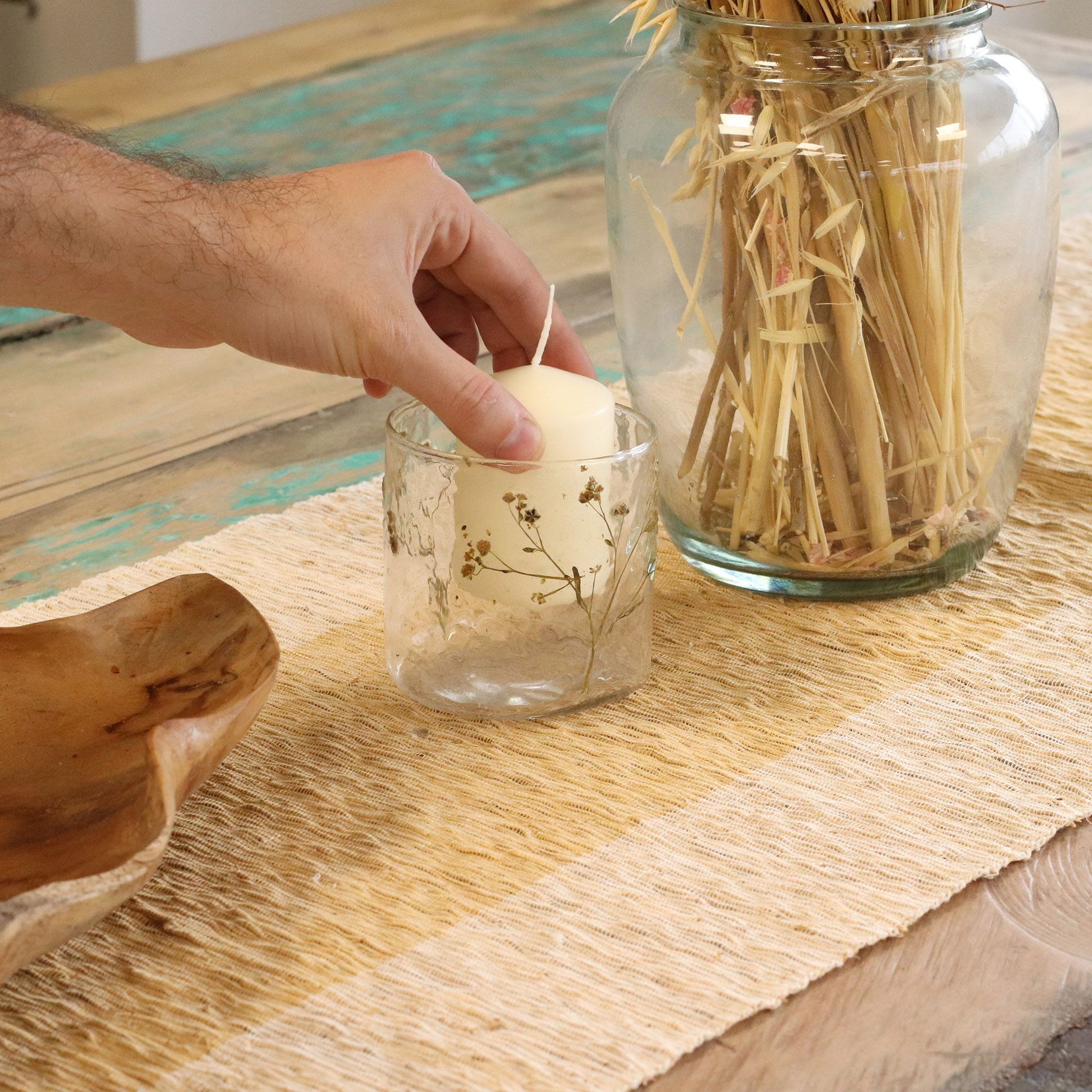 Natural Floral Glass - Straight Candle Holder - Margarita