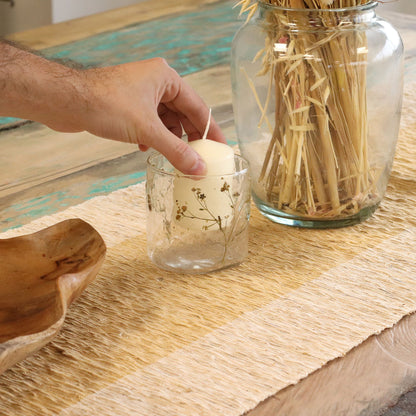 Natural Floral Glass - Straight Candle Holder - Margarita