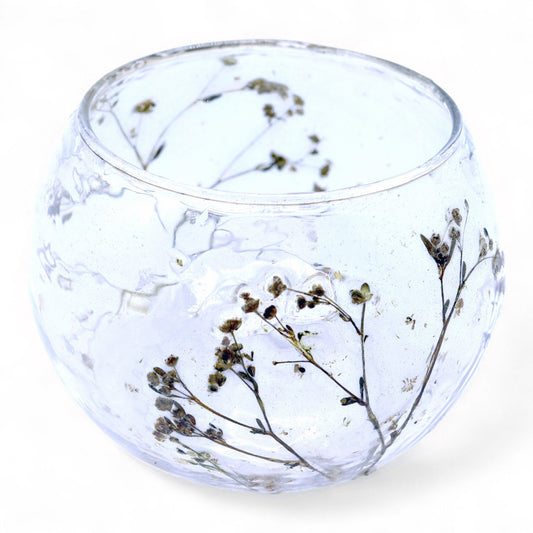 Natural Floral Glass - Bowl Candle Holder - Margarita