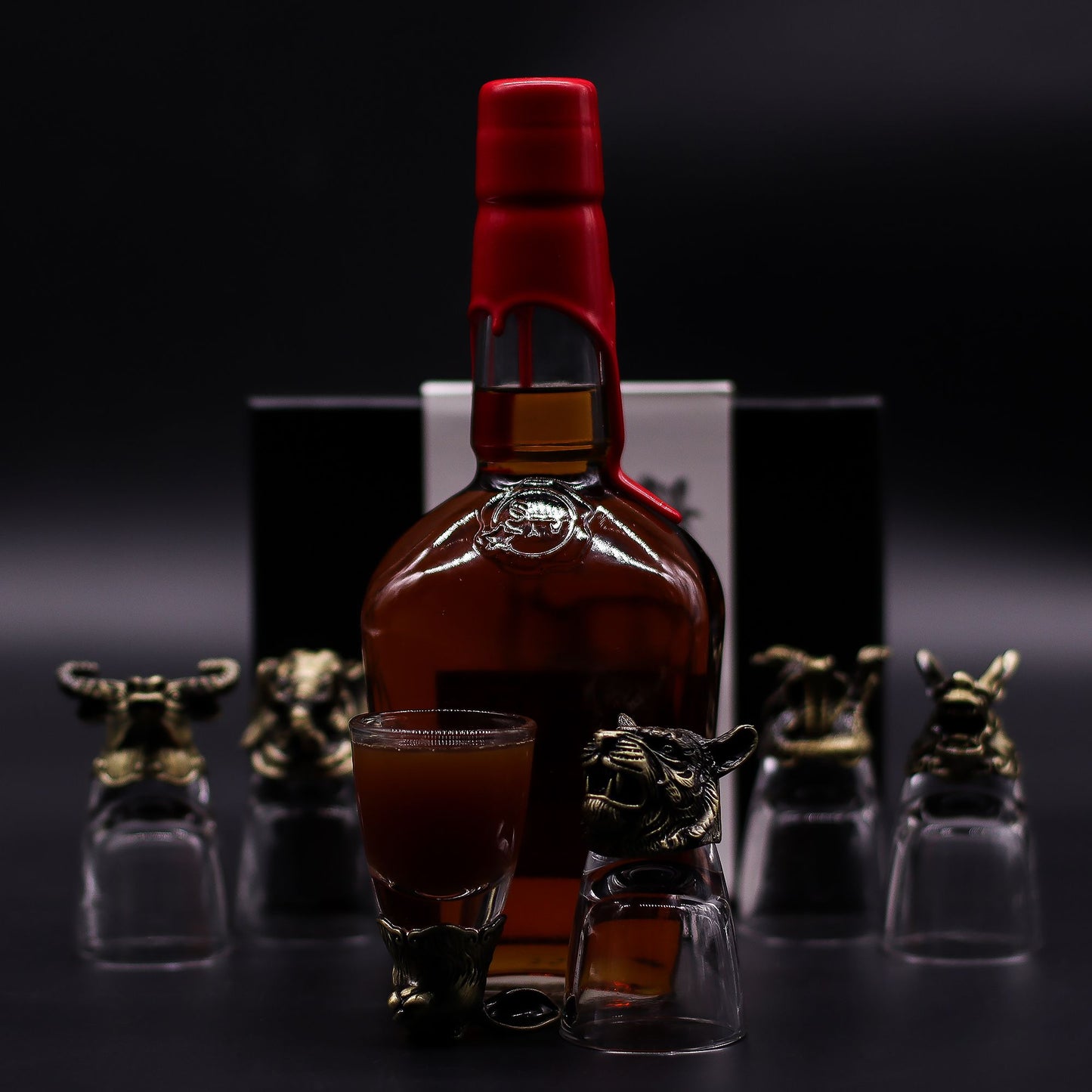 Gift Set of 6 Shot Glasses (50ml) - Wild Forest Creatures - Antique Bronze