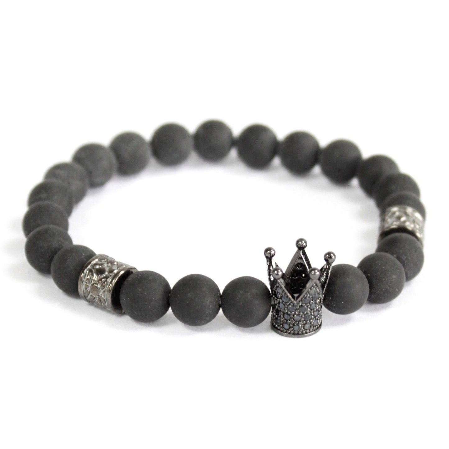 Crystal Crown Black Agate Bracelet