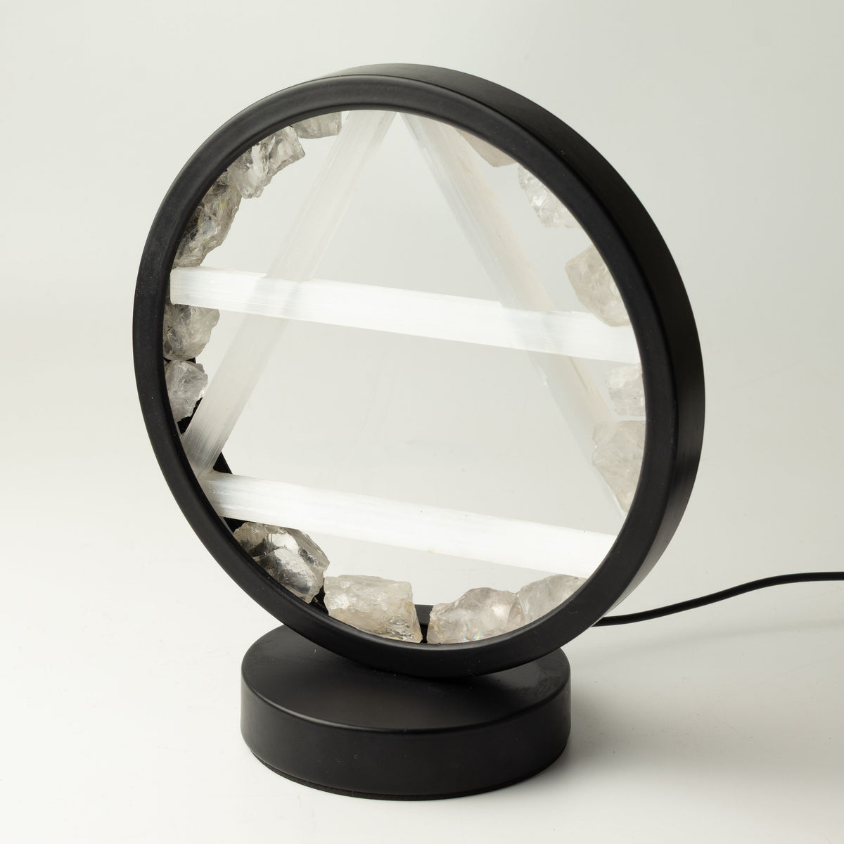 Gemstone Halo Lamp - Air - Clear Quartz & Selenite