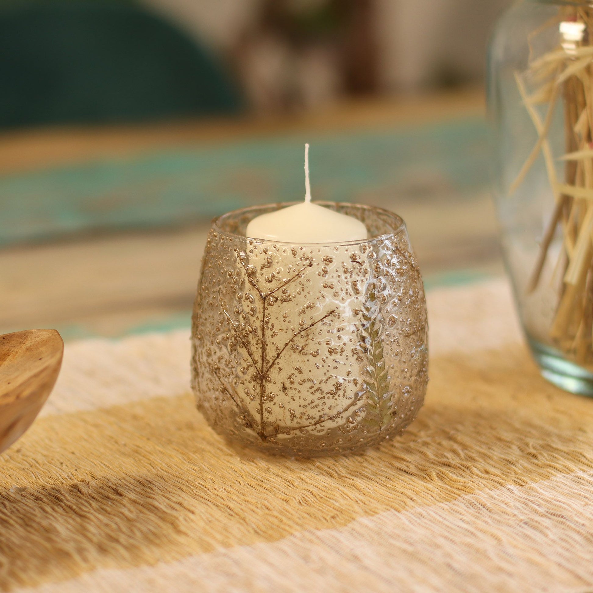 Natural Floral Glass - Straight Candle Holder Primo