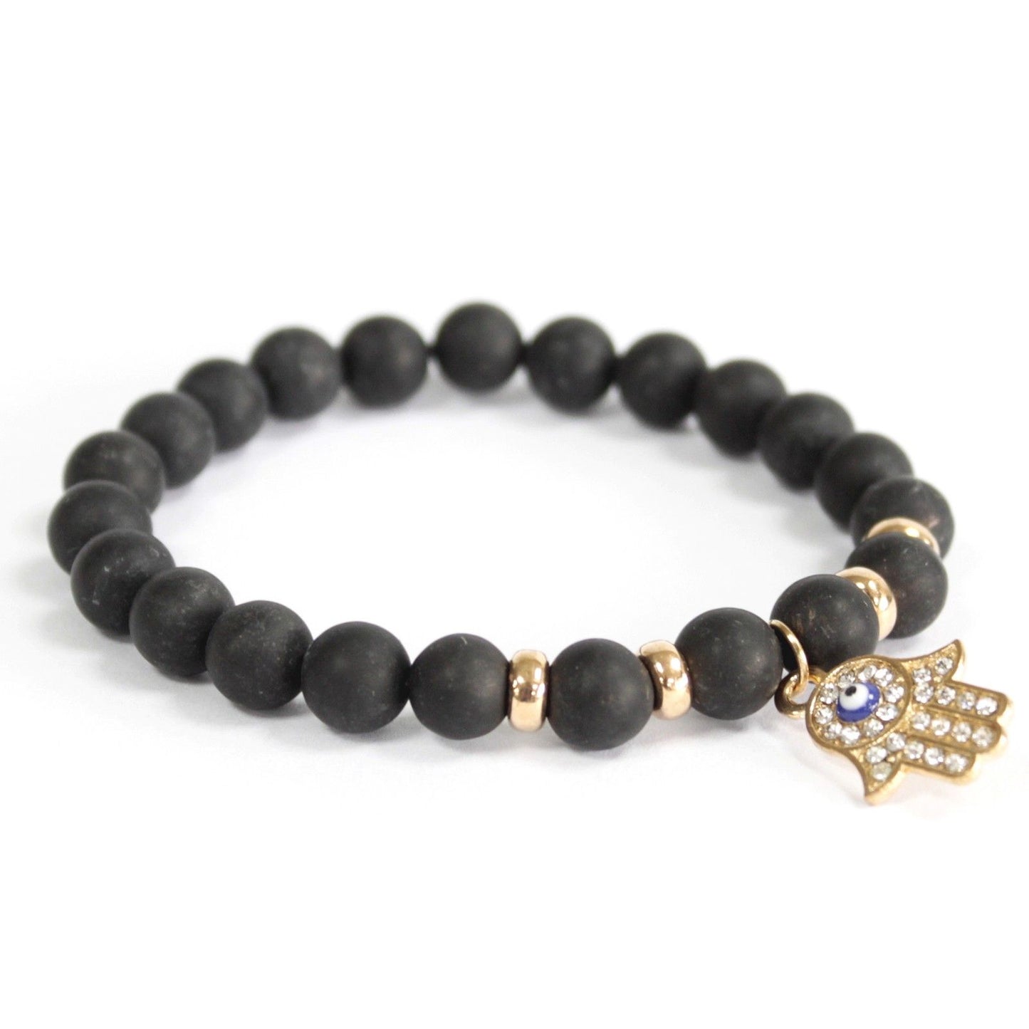 Hamsa Black Agate Bracelet